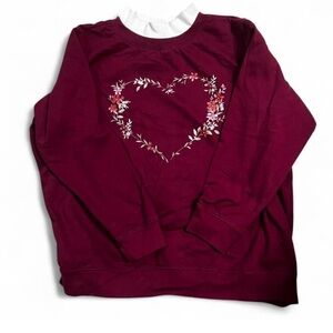 Woman Within Burgundy Floral Sweatshirt